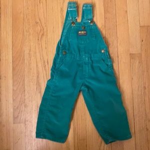 OshKosh B’Gosh Green Corduroy Vestbak Overalls. Vintage. Size 2T
